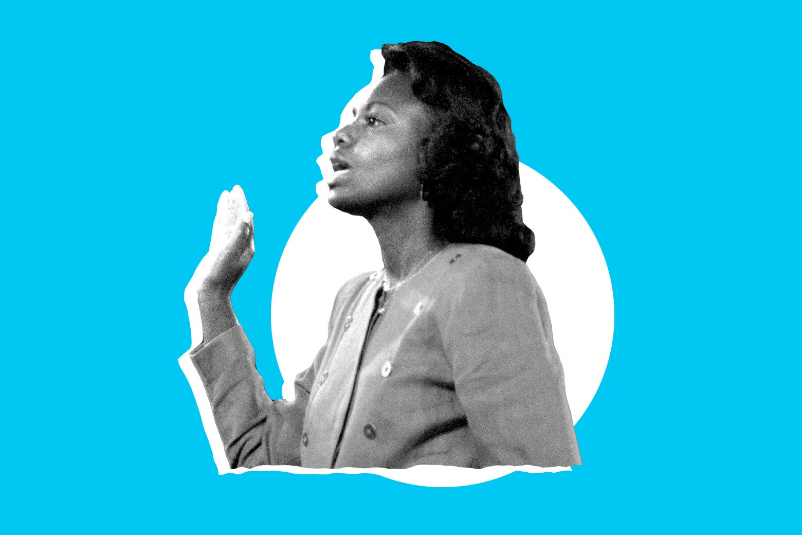 Photo illustration of Anita Hill.