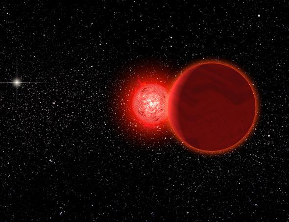 Red and Brown dwarf binary system