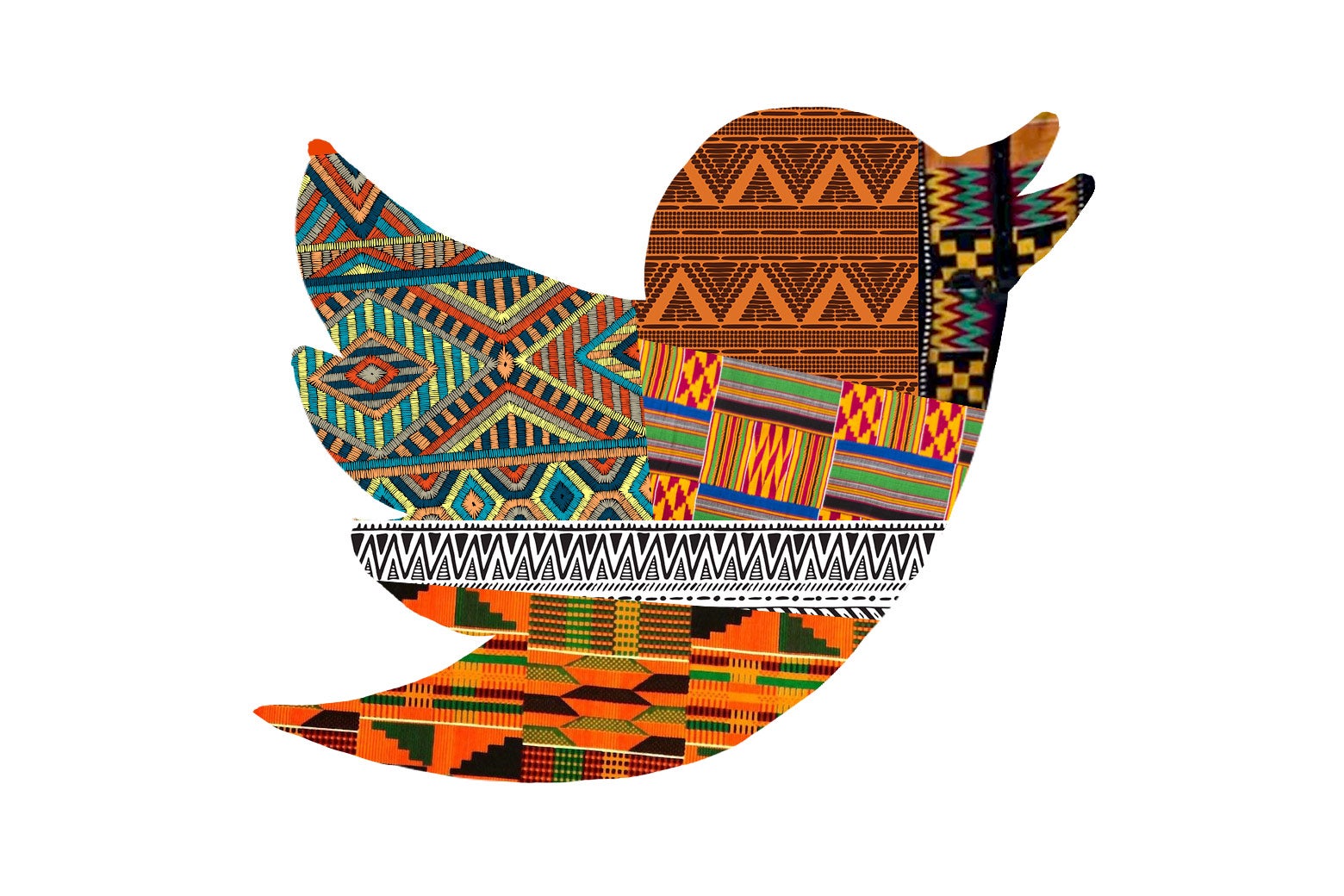 Twitter bird in African patterns.