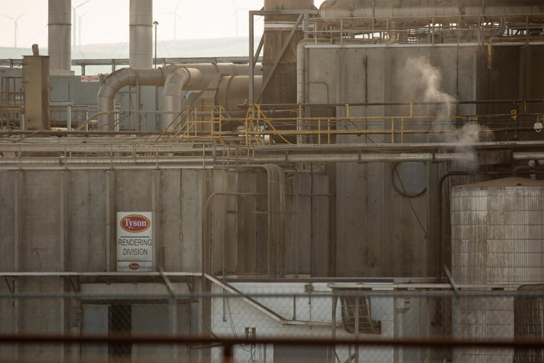 The exterior of a Tyson meat processing plant.
