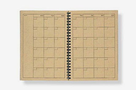 Recycled Paper Monthly Kraft Note A5 planner.