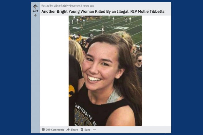 The_Donald headline featuring Mollie Tibbetts.
