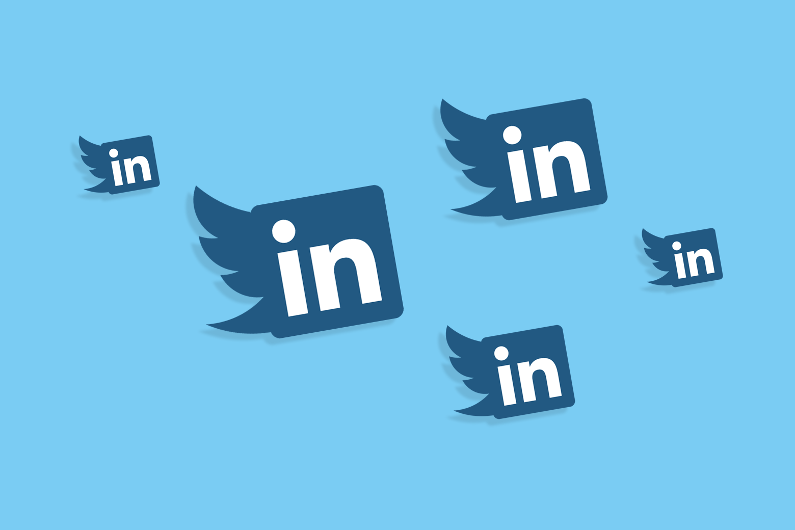 The LinkedIn logo is growing wings like the old Twitter bird logo's.