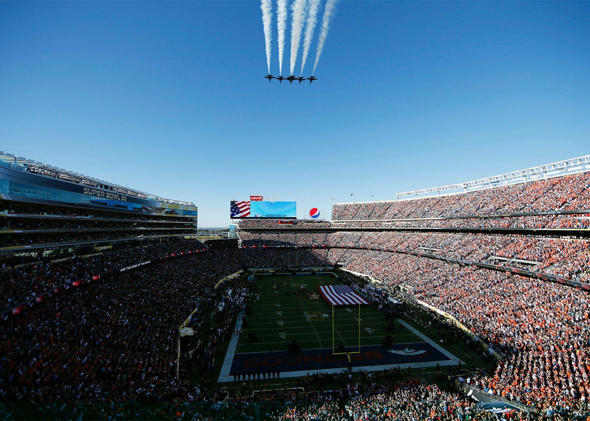 In preparation of the super bowl in Los Angeles people are selling