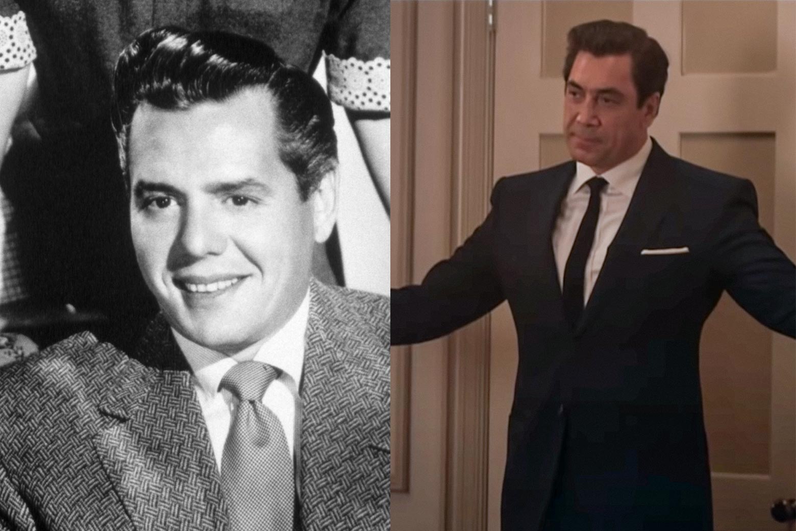 Both men look snazzy in nice suits and slicked-back hair