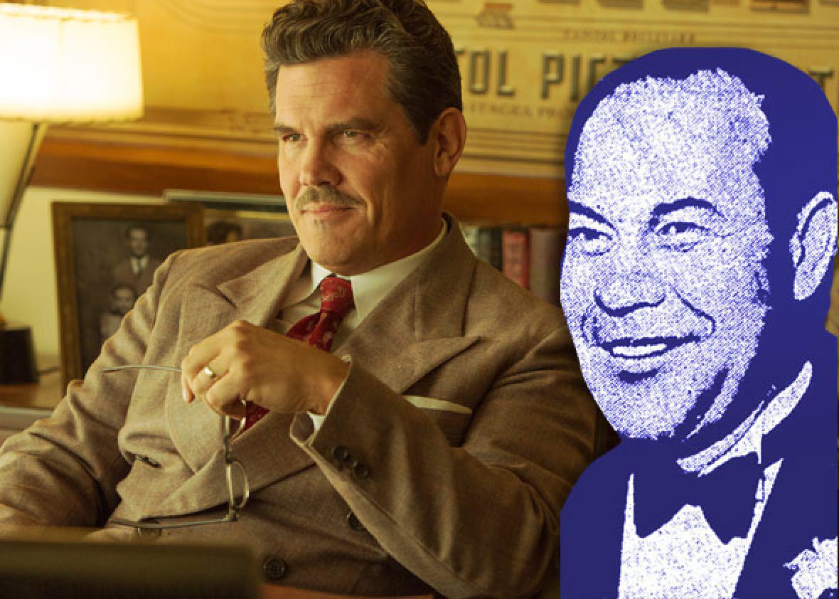 Josh Brolin as Eddie Mannix in Hail, Caesar! and the real Eddie Mannix.