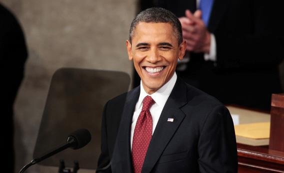 Smiling Barack Obama.