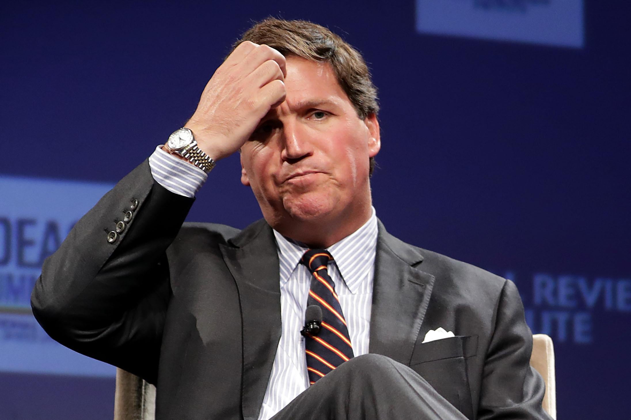 WASHINGTON, DC - MARCH 29: Fox News host Tucker Carlson discusses 'Populism and the Right' during the National Review Institute's Ideas Summit at the Mandarin Oriental Hotel March 29, 2019 in Washington, DC. Carlson talked about a large variety of topics including dropping testosterone levels, increasing rates of suicide, unemployment, drug addiction and social hierarchy at the summit, which had the theme 'The Case for the American Experiment.'  (Photo by Chip Somodevilla/Getty Images)