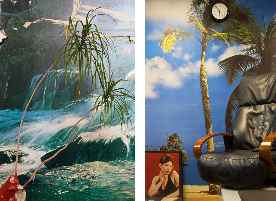 Left: American Alarm Co., Lower Level, Lobby, 2009. Right: Angel Nails, Portrait, 2009 