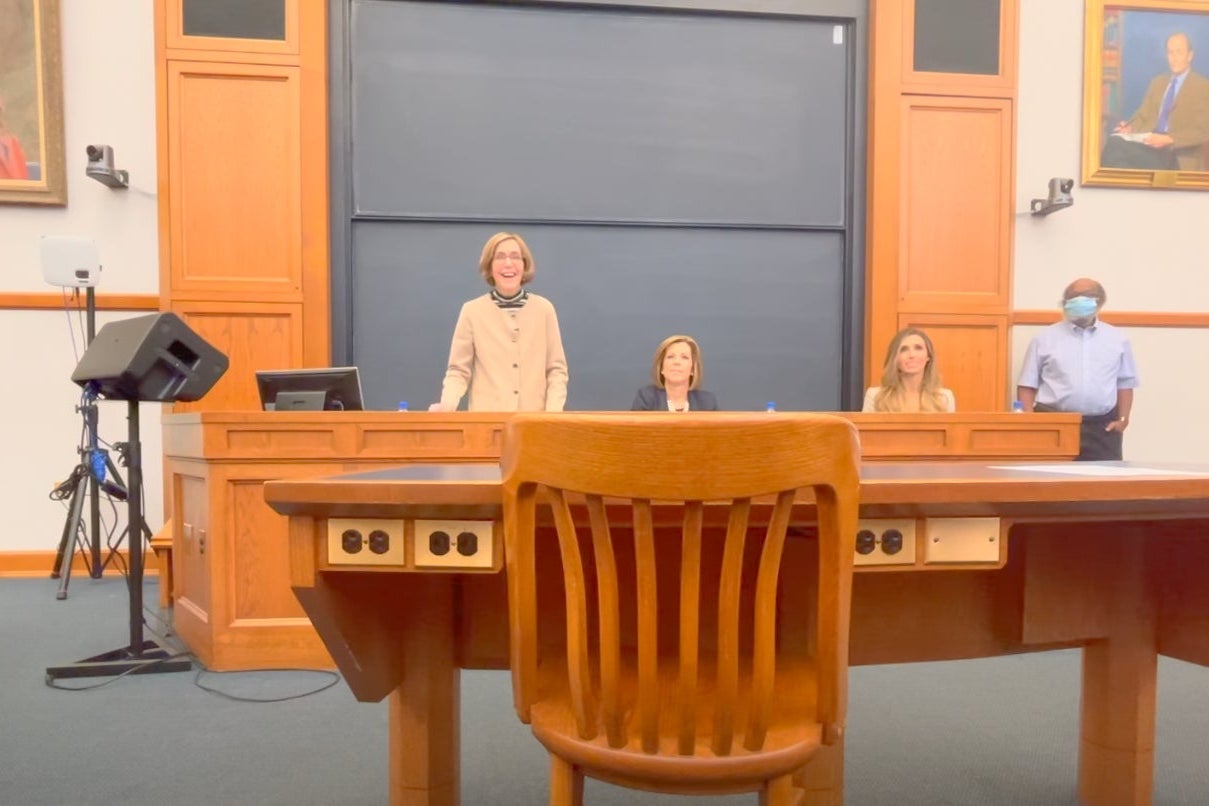 A classroom at Yale Law School.