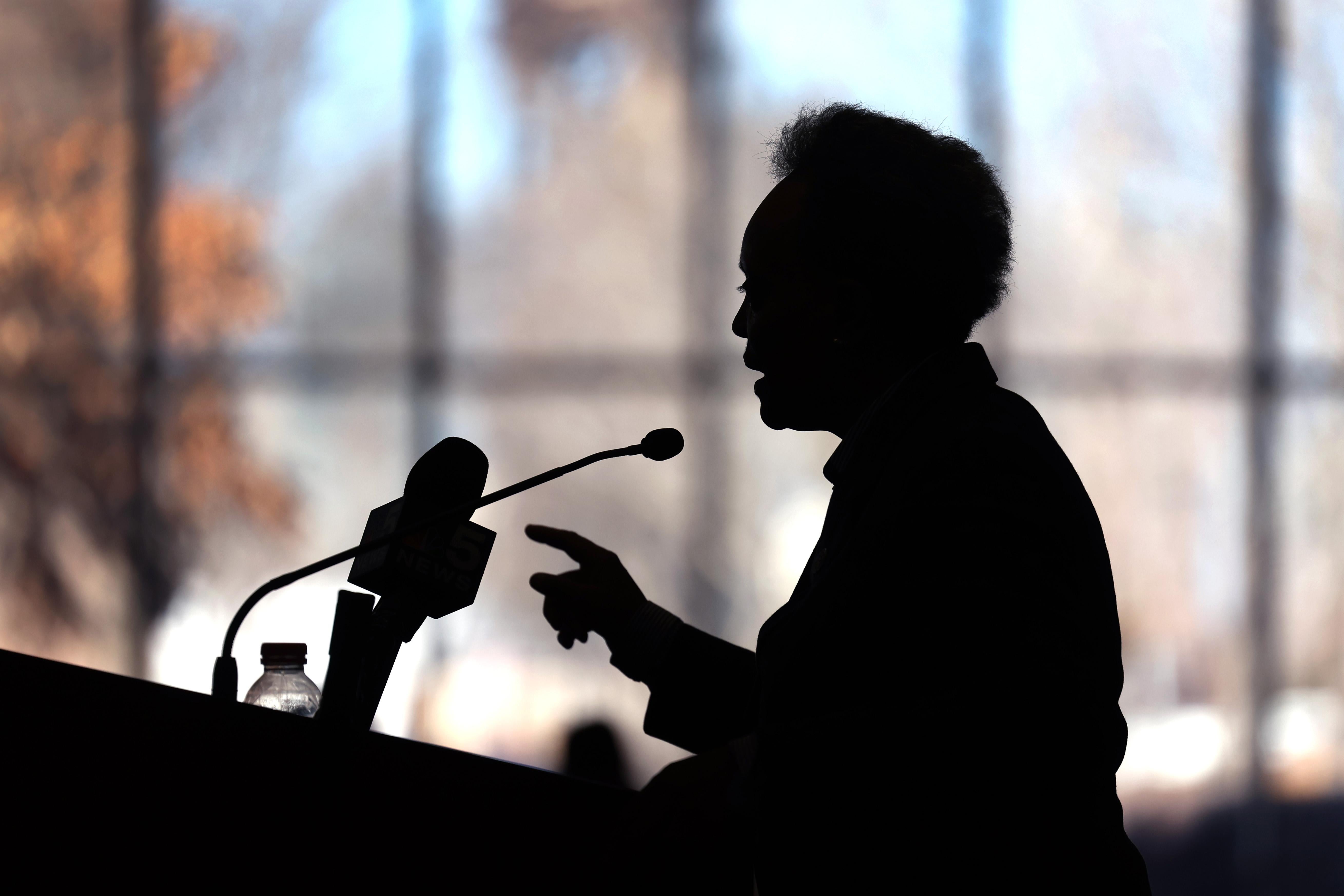 CHICAGO, ILLINOIS - FEBRUARY 25: Chicago Mayor Lori Lightfoot speaks to supporters at a campaign rally on February 25, 2023 in Chicago, Illinois.  With Election Day just days away on February 28, Lightfoot is facing eight contenders in the mayoral race. (Photo by Scott Olson/Getty Images)