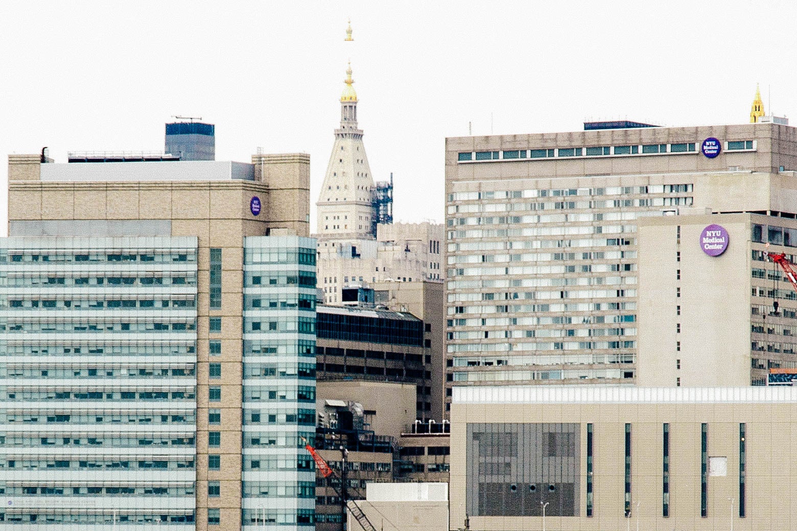 The gray buildings of NYU Langone Medical Center.