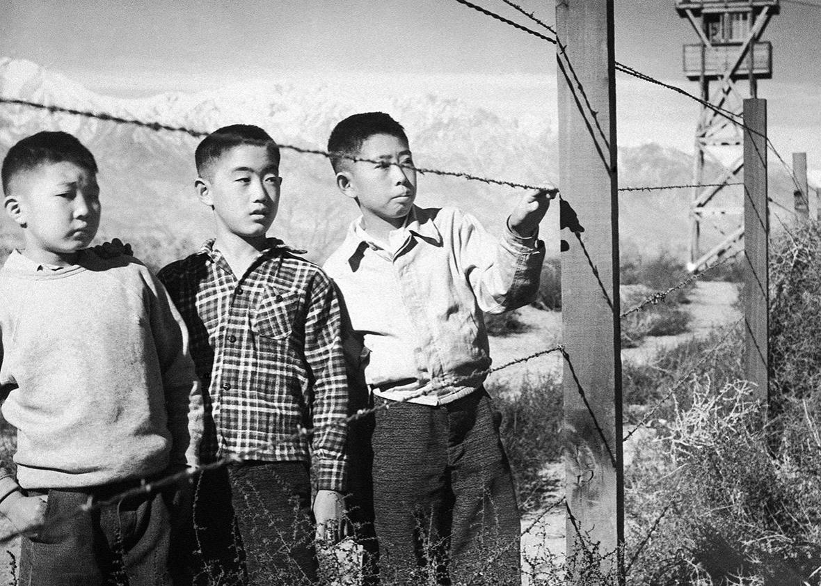 Japanese boys at an internment camp in the United States during 