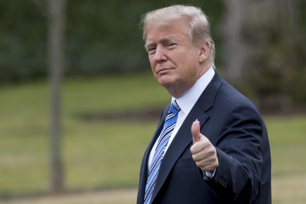 Thumbs up! President Trump congratulates everyone for their hard work ...