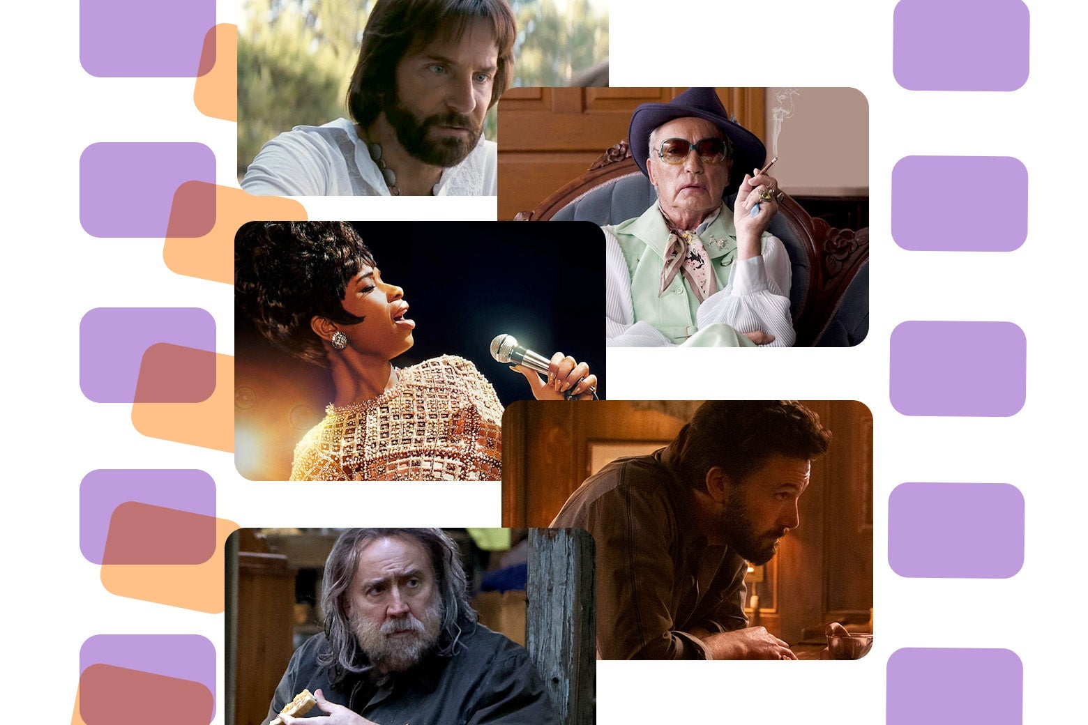 Bradley Cooper in Licorice Pizza, Udo Kier in Swan Song, Jennifer Hudson in Respect, Ben Affleck in The Tender Bar, Nicolas Cage in Pig.