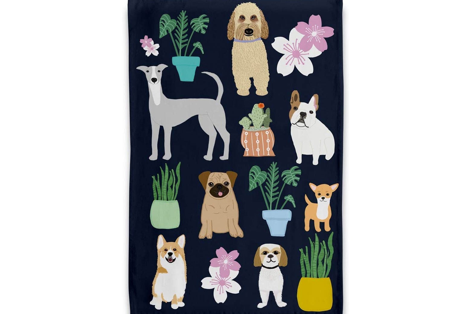 Naked Decor Dogs With Plants Tea Towel