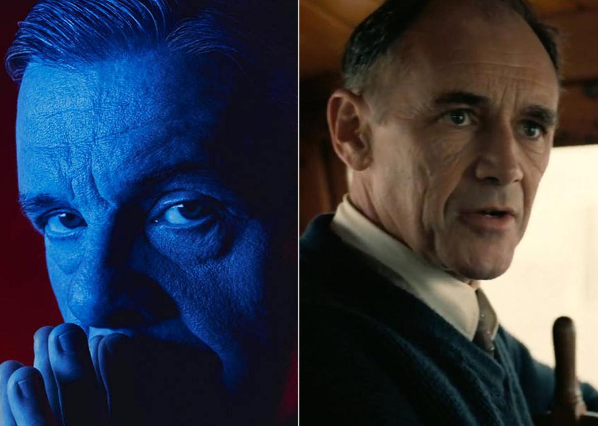 Left: Nathan Lane in Angels in America. Right: Mark Rylance in Dunkirk.