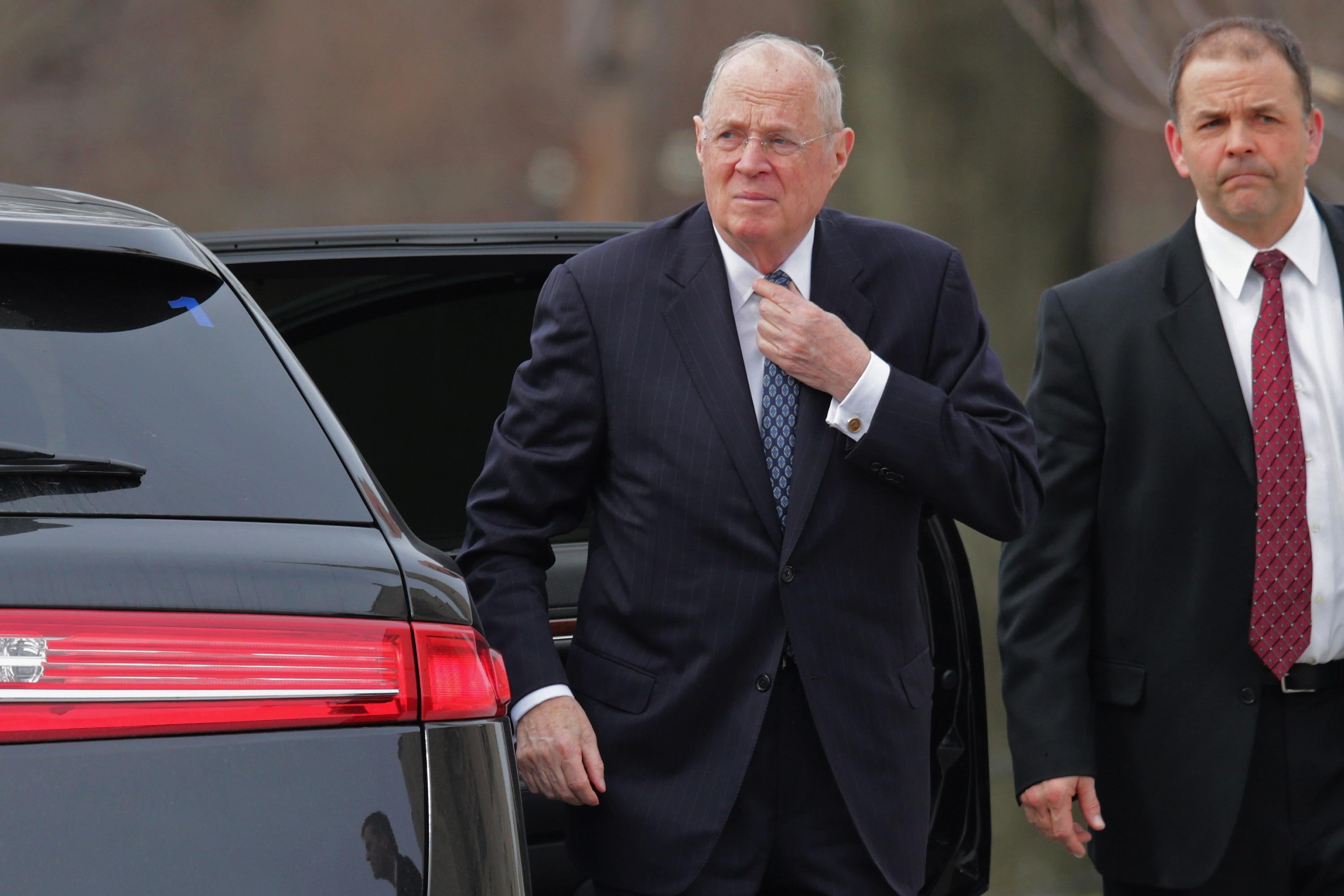 U.S. Supreme Court Associate Justice Anthony Kennedy arrives for the funeral of fellow Associate Justice Antonin Scalia in 2016.