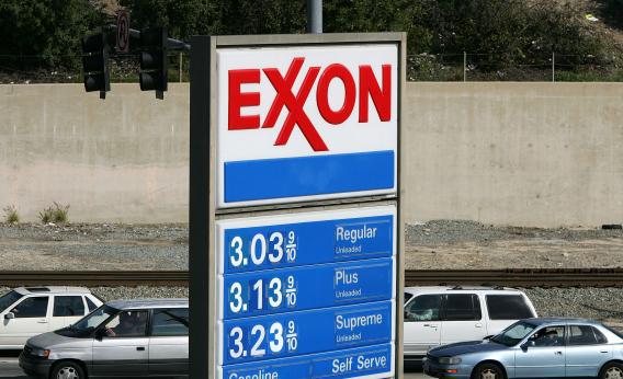 An Exxon gas station advertises its gas prices on Feb. 1, 2008, in Burbank, Calif.