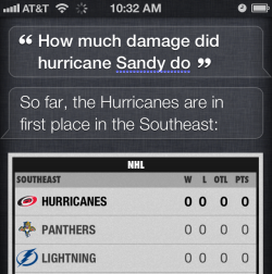 Siri confused by Hurricane Sandy