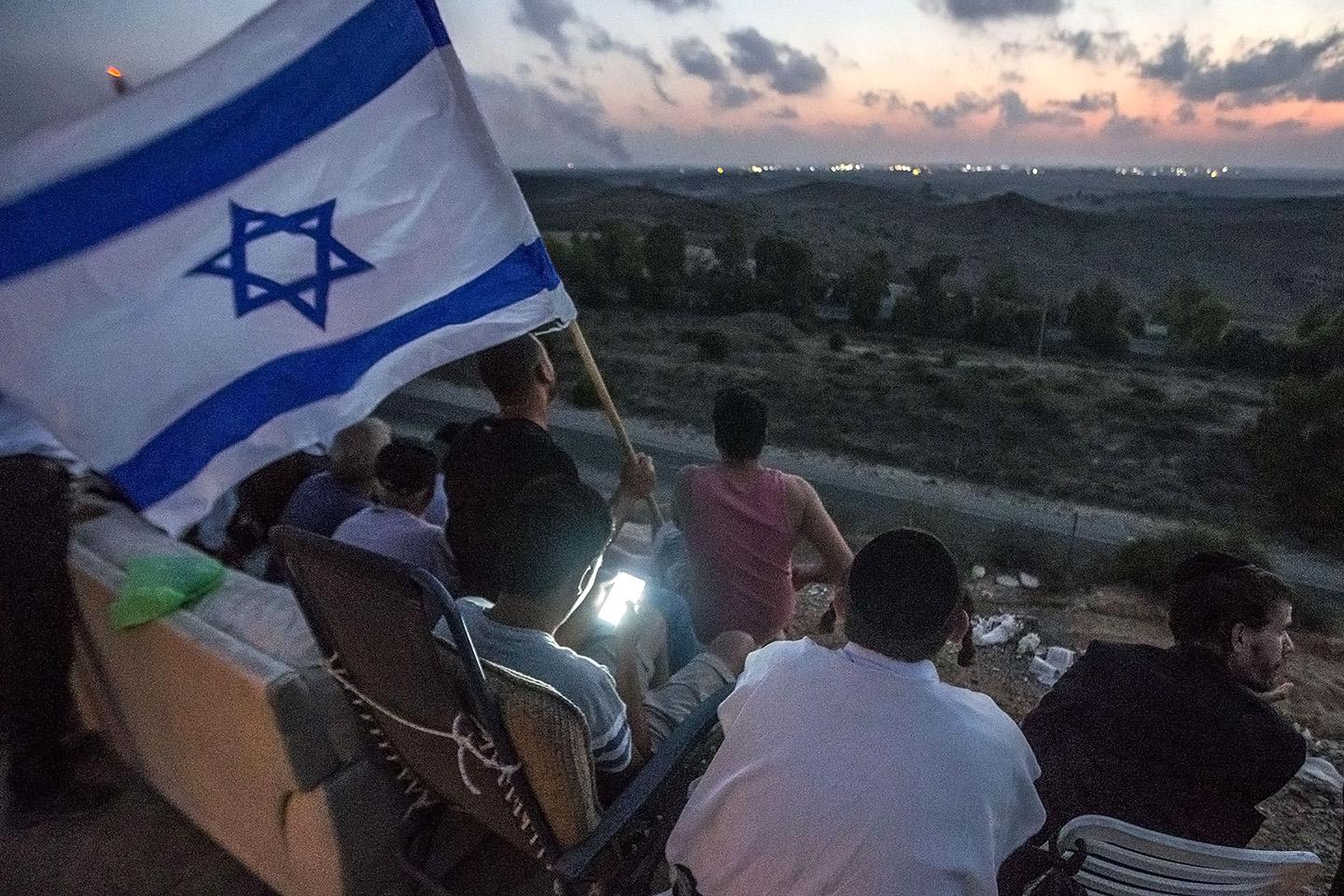 Israelis, mostly residents of the southern Israeli city of Sderot.