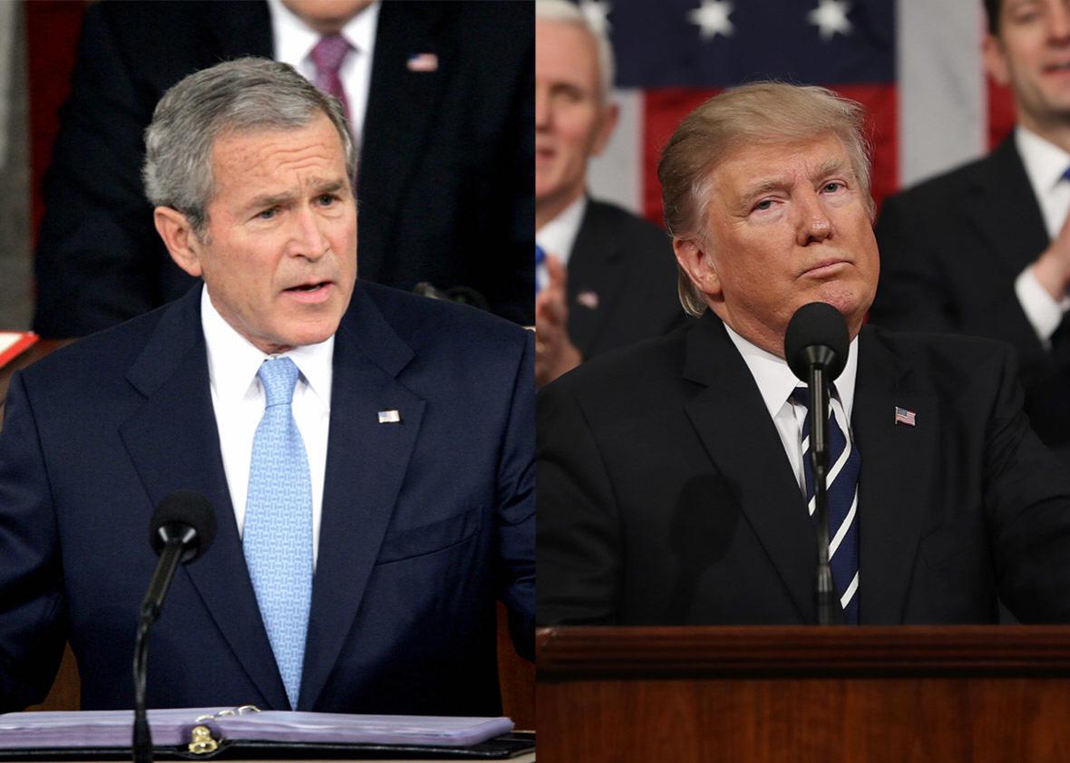 US Presidents George W. Bush and  Donald J. Trump