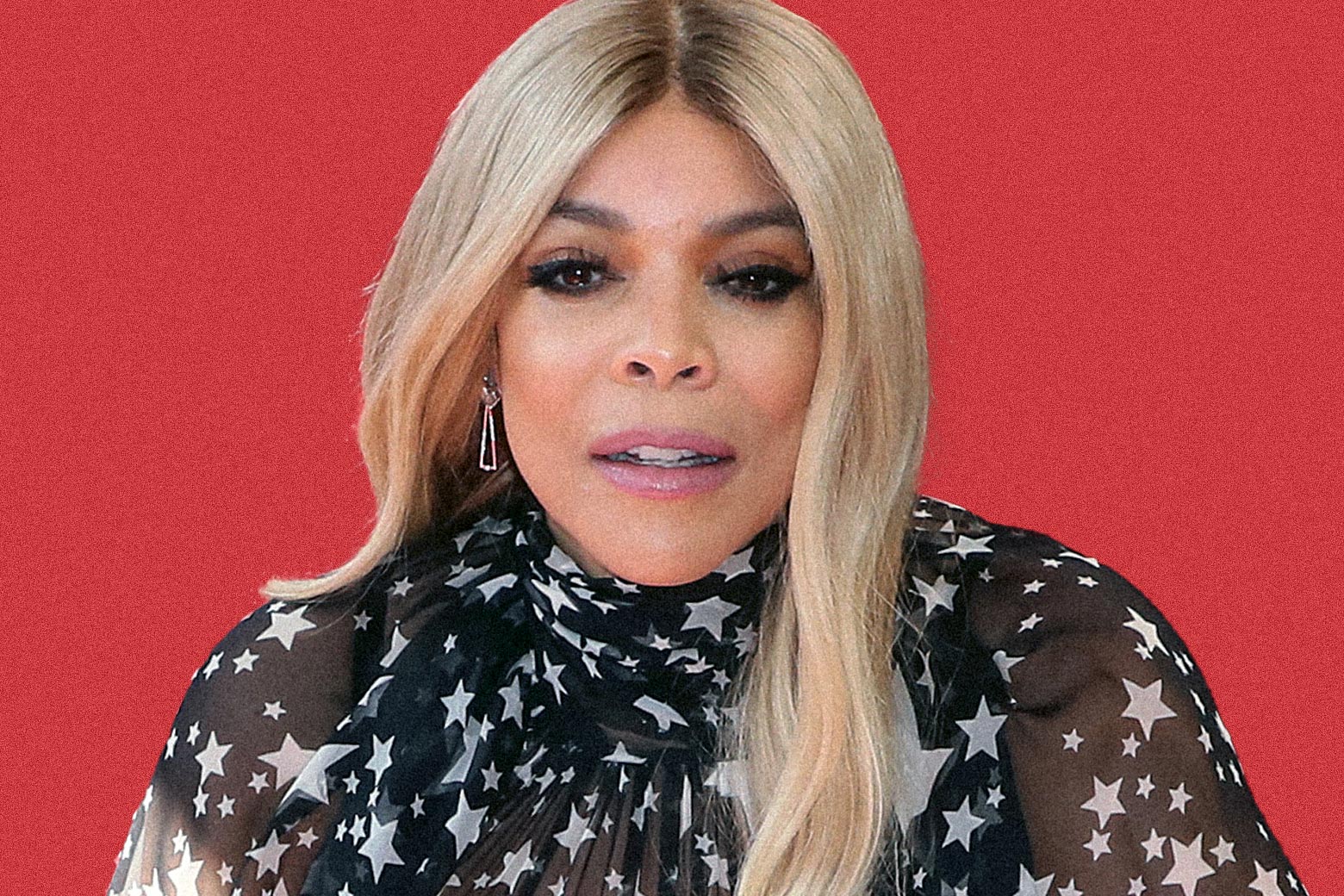 Wendy Williams against a red background.