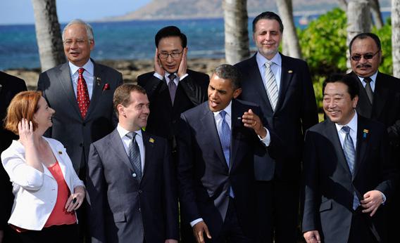 The family photo at the Asia-Pacific Economic Cooperation Summit, on November 13, 2011 in Honolulu, Hawaii. 