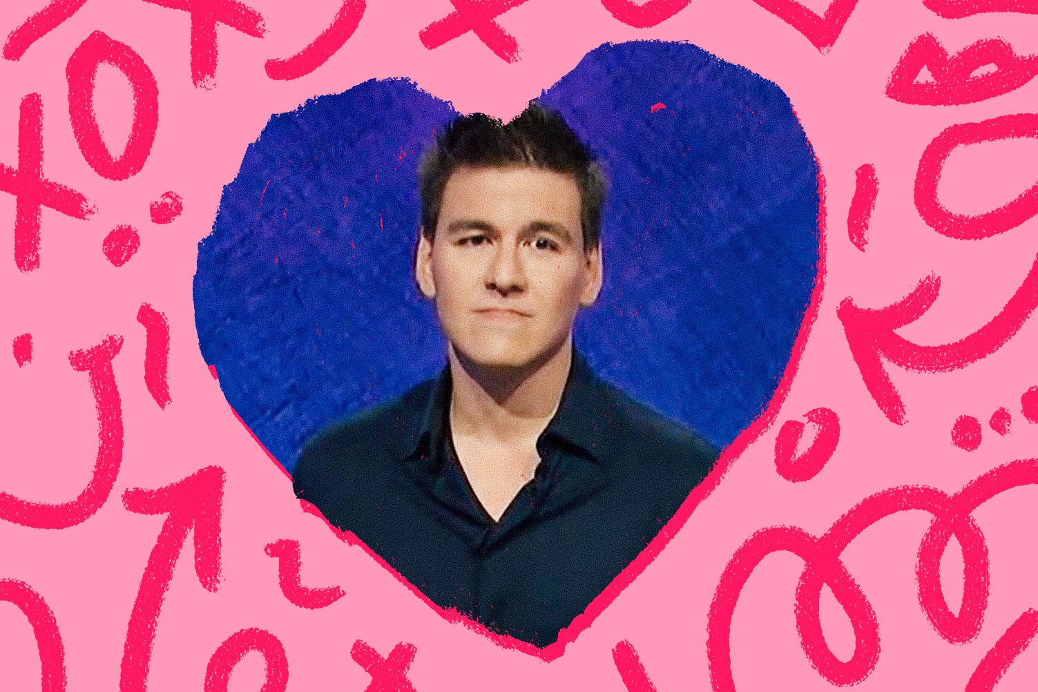 James Holzhauer in a heart with doodles around it.