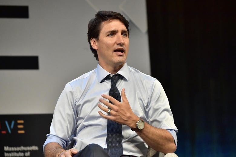 CAMBRIDGE, MA - MAY 18:  Canadian Prime Minister Justin Trudeau is interviewed by MIT's Danielle Wood at Solve At MIT:  Plenary - True Stories Of Starting Up at Massachusetts Institute of Technology on May 18, 2018 in Cambridge, Massachusetts.  (Photo by Paul Marotta/Getty Images for MIT Solve)