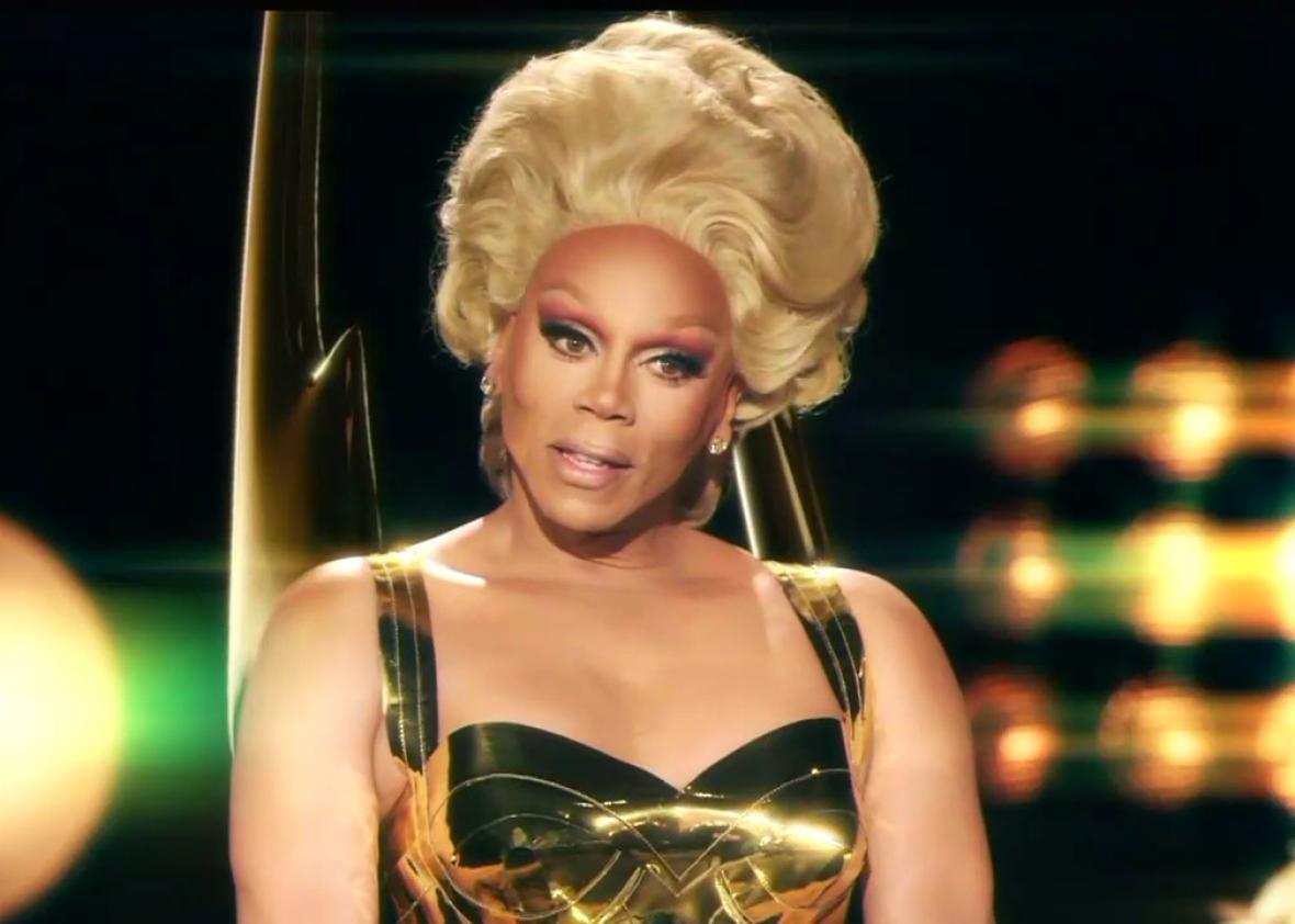 rupaul gold dress Stephen Colbert interviews as the Emmy statuette (VIDEO) rupaul iconic looks