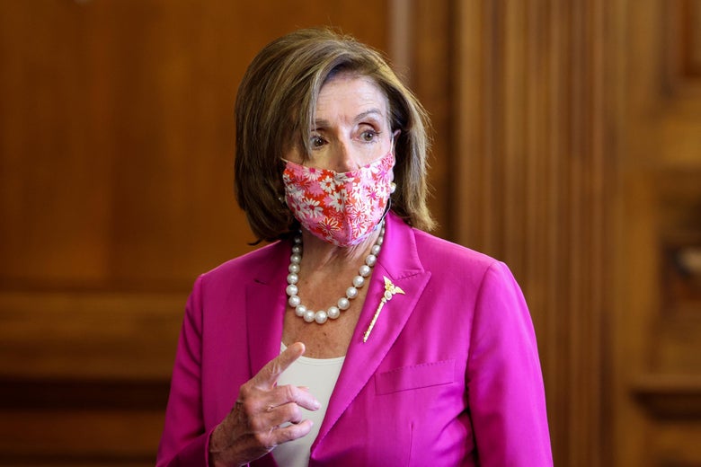 Nancy Pelosi wearing a mask