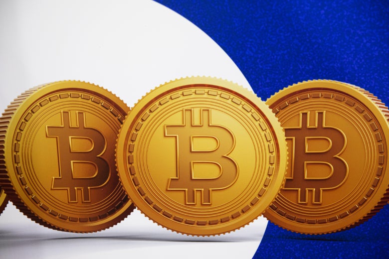 Three Bitcoin symbols