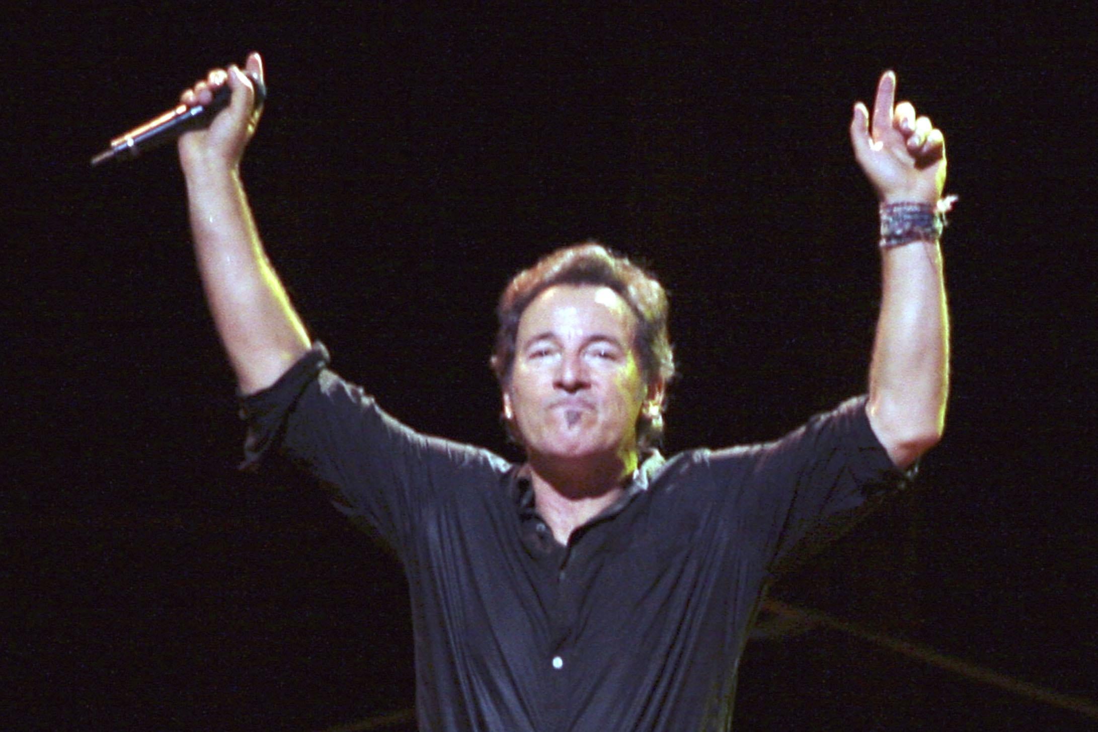 Bruce Springsteen onstage.