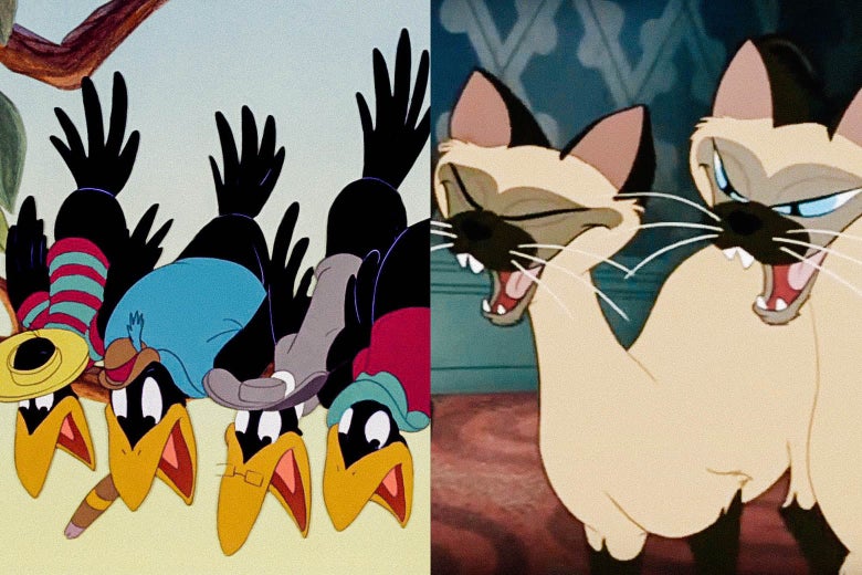 The crows from Dumbo and the Siamese cats from Lady and the Tramp.