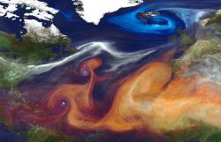Still frame from NASA's global aerosol map animation