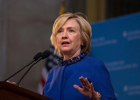 Hillary Clinton speaks during the David N. Dinkins Leadership and Public Policy Forum at Columbia University on April 29, 2015, in New York City.