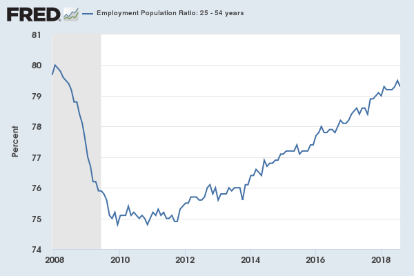 Graph showing the employment population ratio