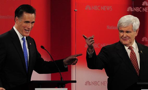 Republican presidential hopefuls Mitt Romney and Newt Gingrich.