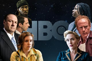 A collage of stars from the various mentioned HBO shows including The Wire, Game of Thrones, Girls, The Sopranos, and more. 