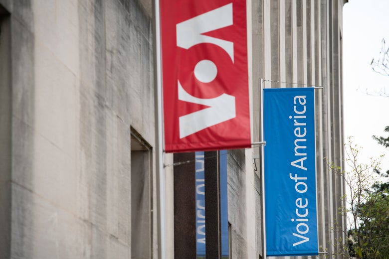 The outside of the Voice of America (VOA) headquarters in Washington, D.C.