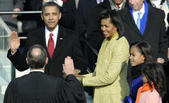 Obama being sworn in. 