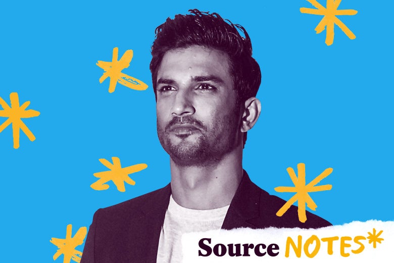 Sushant Singh Rajput with a logo that says Source Notes.