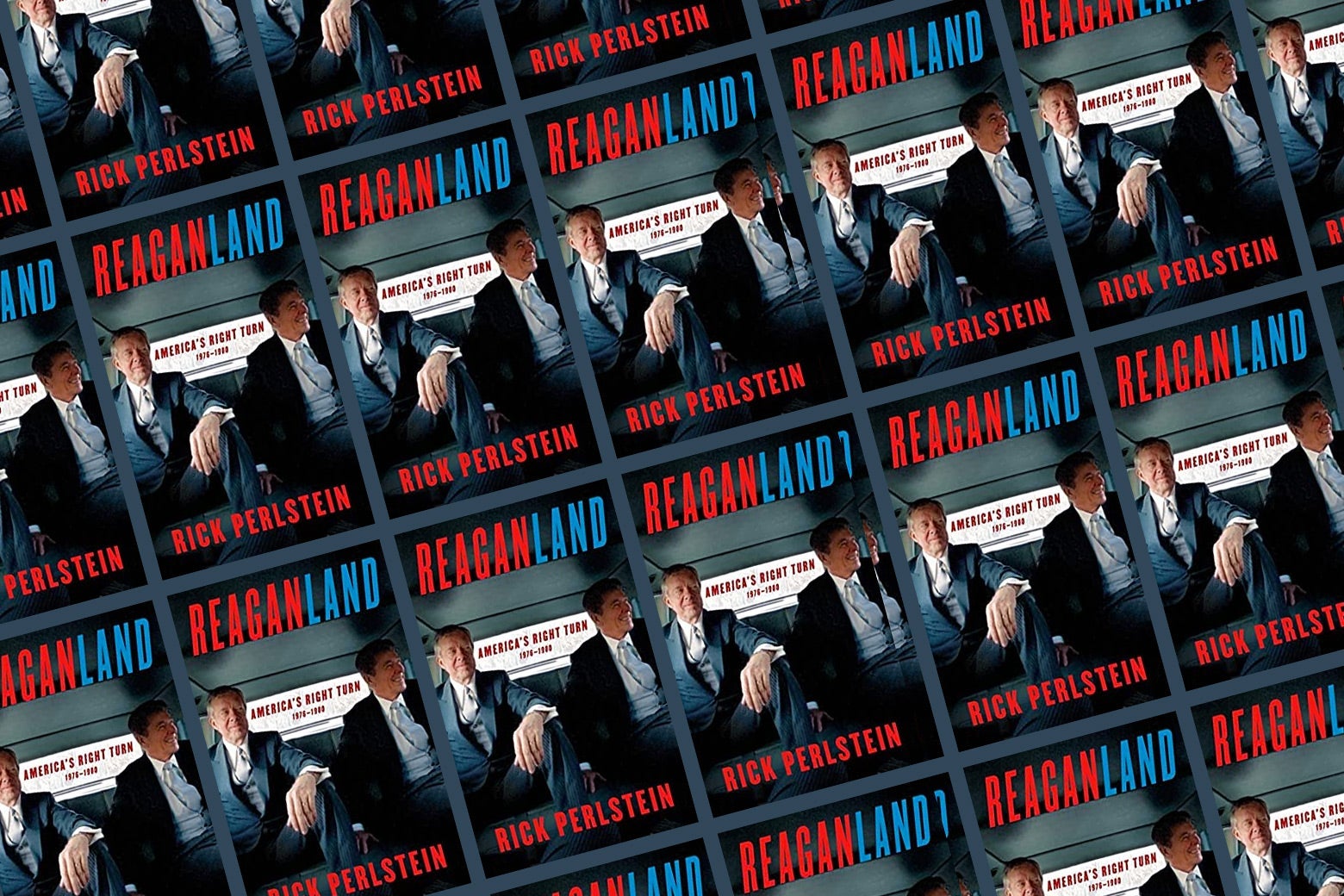 A repeating pattern of covers of Reaganland.