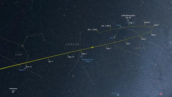 NASA sky map of ISON