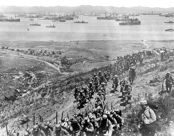 Landing of French troops in Moudros (Lemnos island) 1915