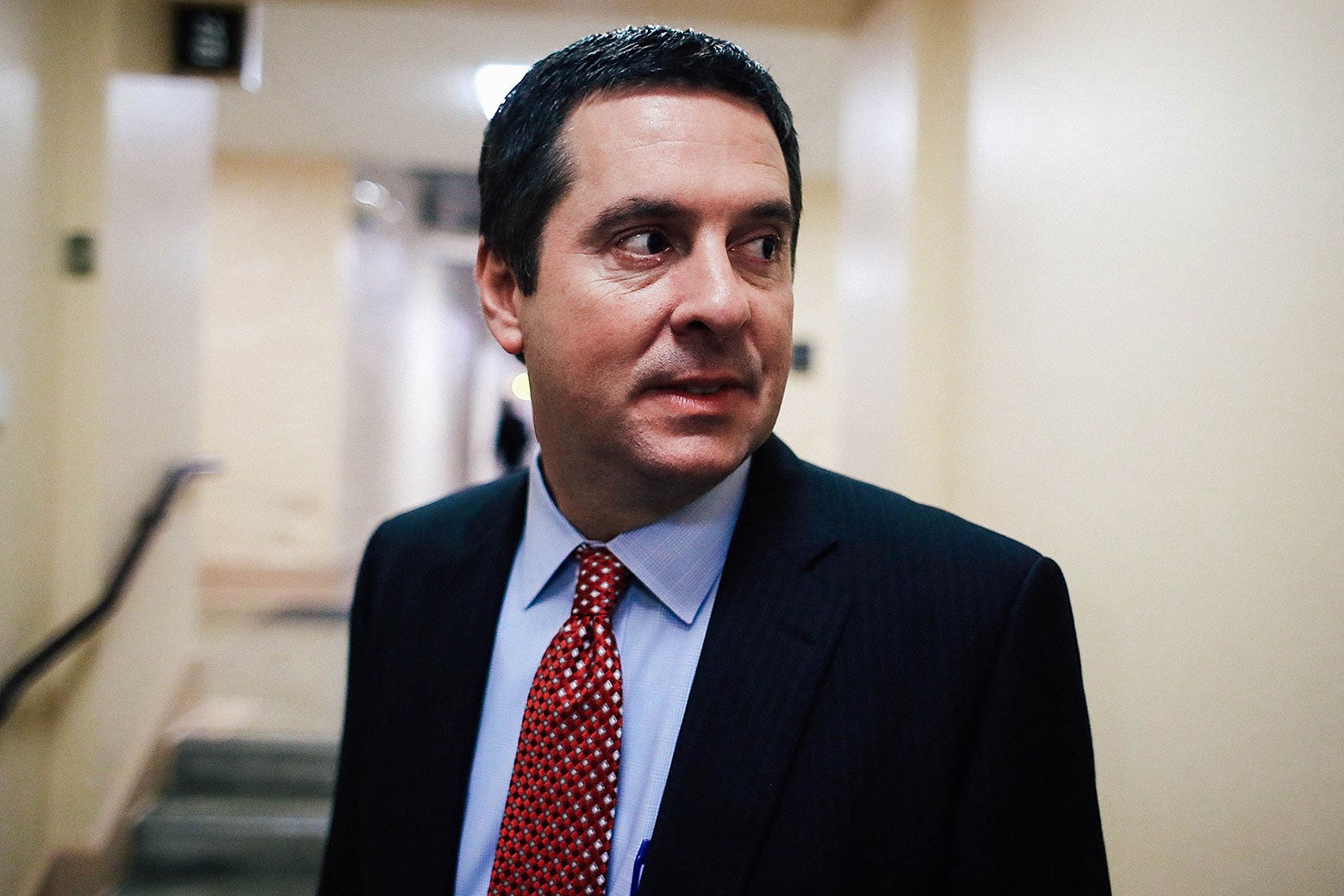 California Rep. Devin Nunes, chairman of the House Permanent Select Committee on Intelligence, walks away from a meeting with House GOP members on Jan. 30 in Washington.