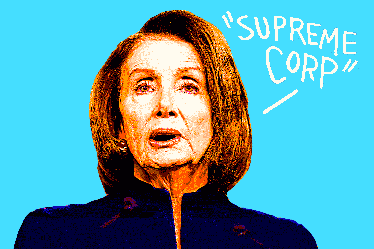 Nancy Pelosi animation with the phrase "Supreme Corp."