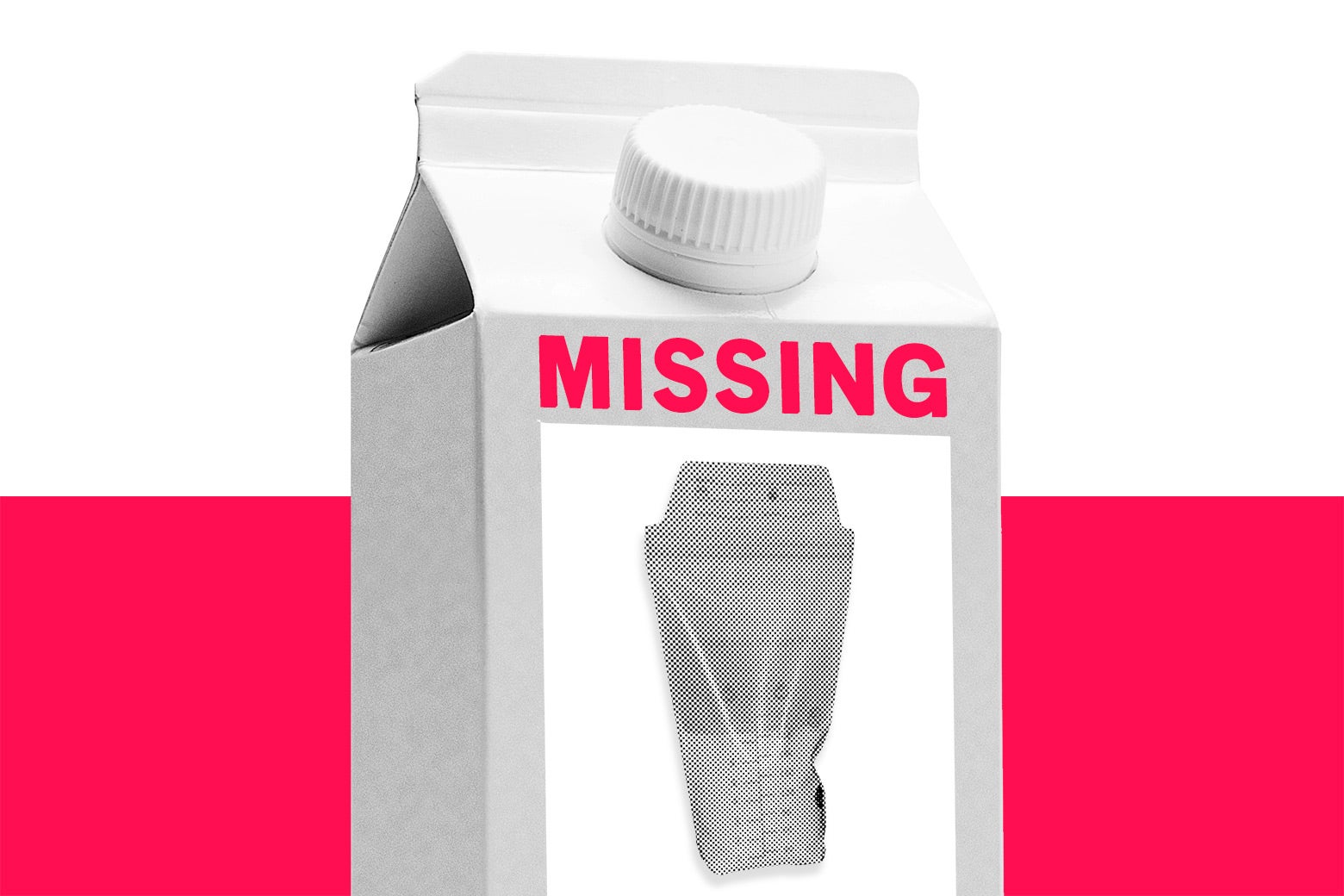 A milk carton with a "missing" label on it. 