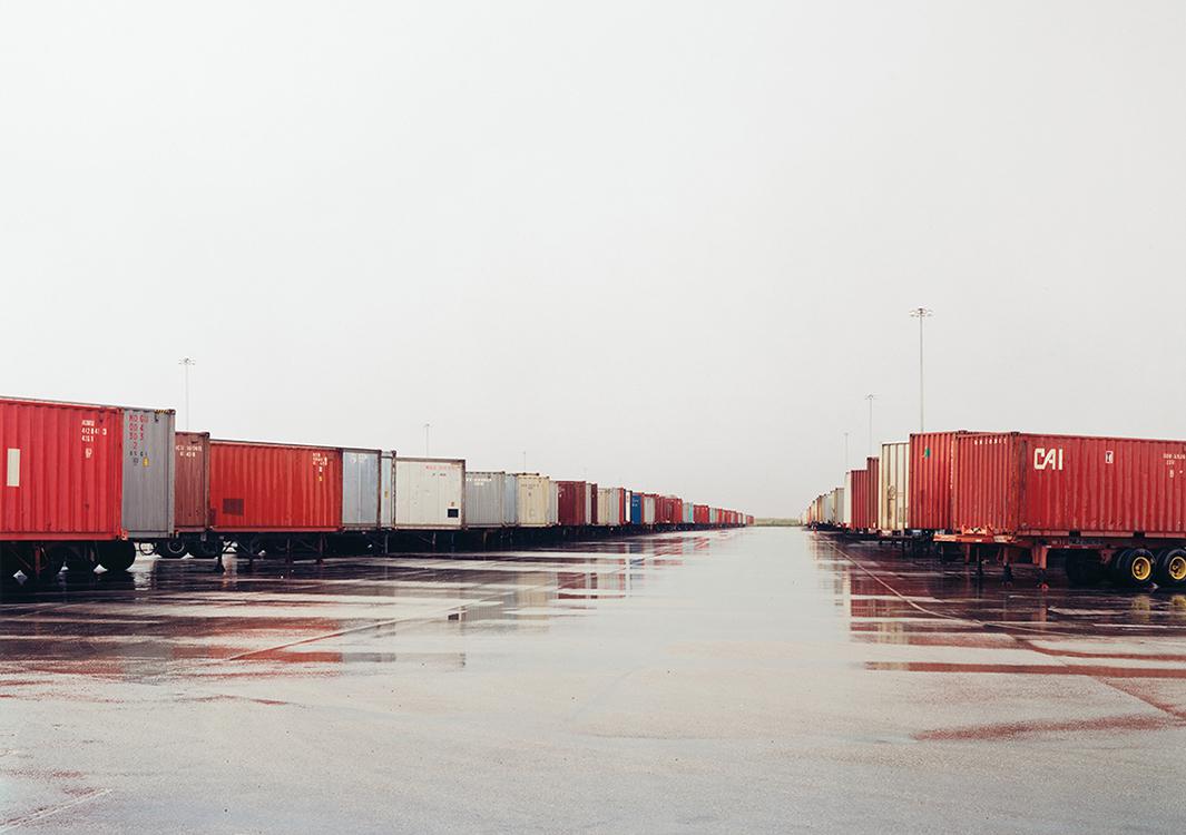 Untitled (Red Containers, Wet Ground), Fort Worth, Texas, 2000